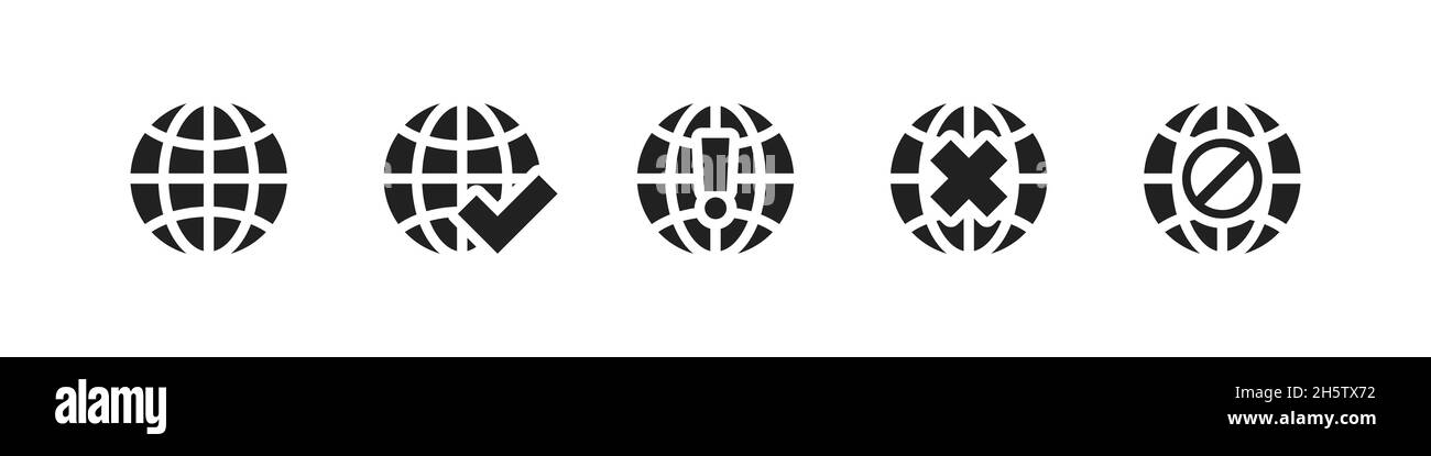 Web Globe Icon Set, www Website Concept Symbol, Cyberspace World Collection. Stock Vektor