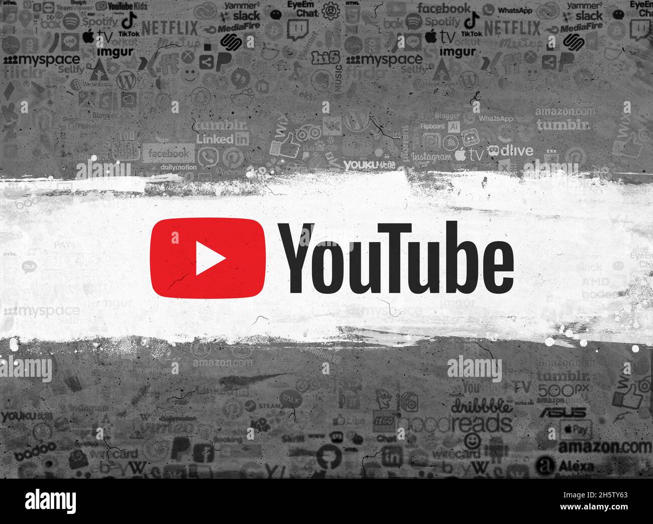 youtube-Bilder, youtube-Hintergrunddesigns Stockfoto