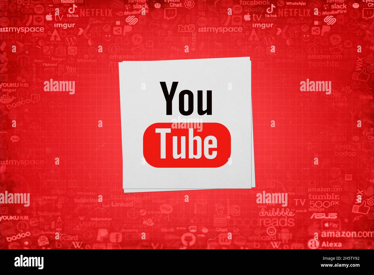 youtube-Bilder, youtube-Hintergrunddesigns Stockfoto