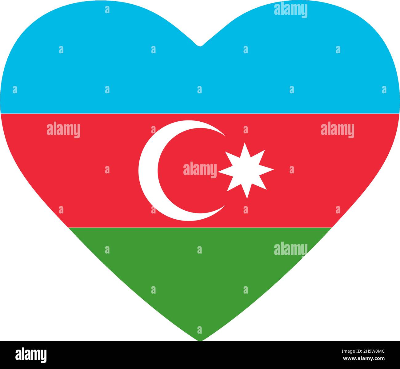 Aserbaidschan Flagge im Herzen. Land europas. Isoliertes Vektorsymbol in flacher Form Stock Vektor