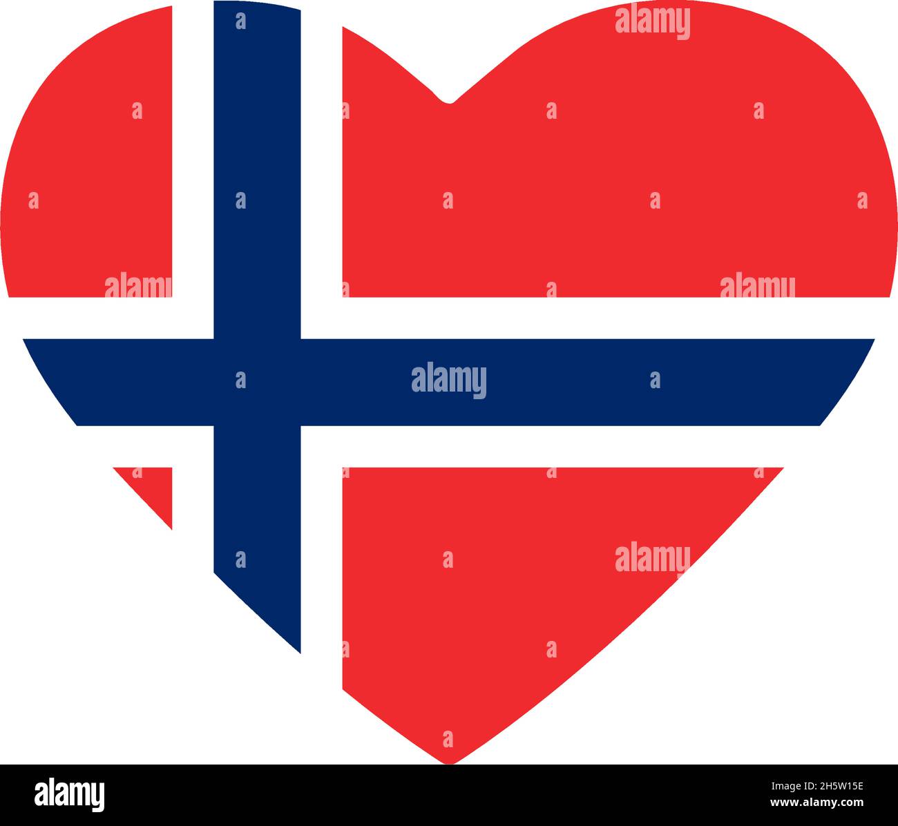 Norwegen Flagge im Herzen. Land europas. Isoliertes Vektorsymbol in flacher Form Stock Vektor