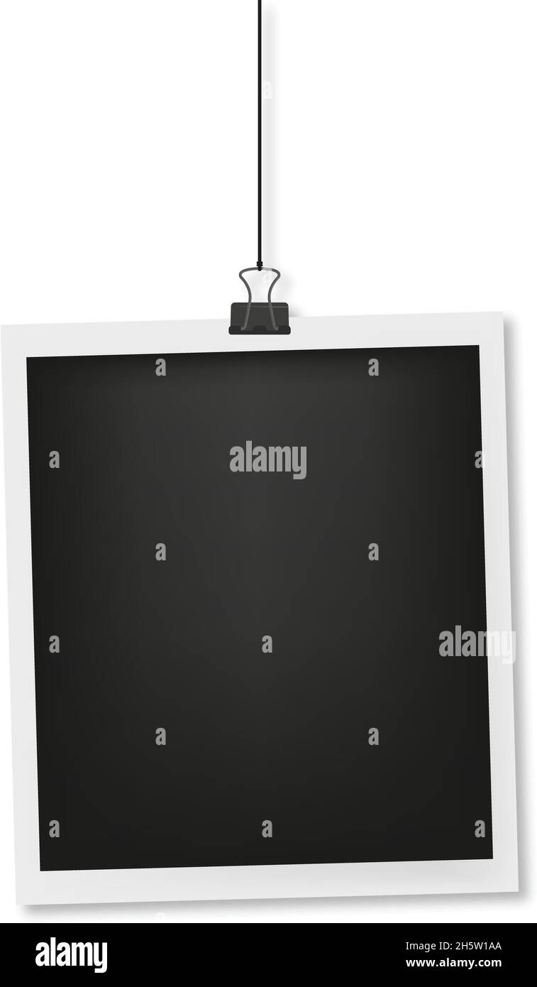 Fotokarte auf dem Faden in flacher Form Stock Vektor