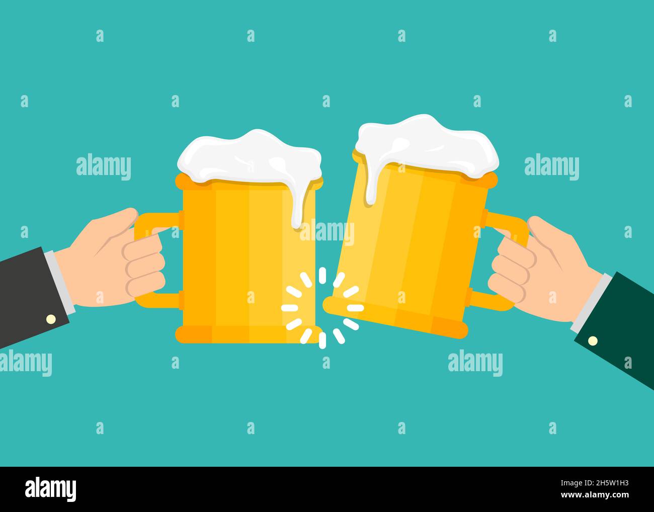 Party Bierkrug in der Hand in flacher Form Stock Vektor