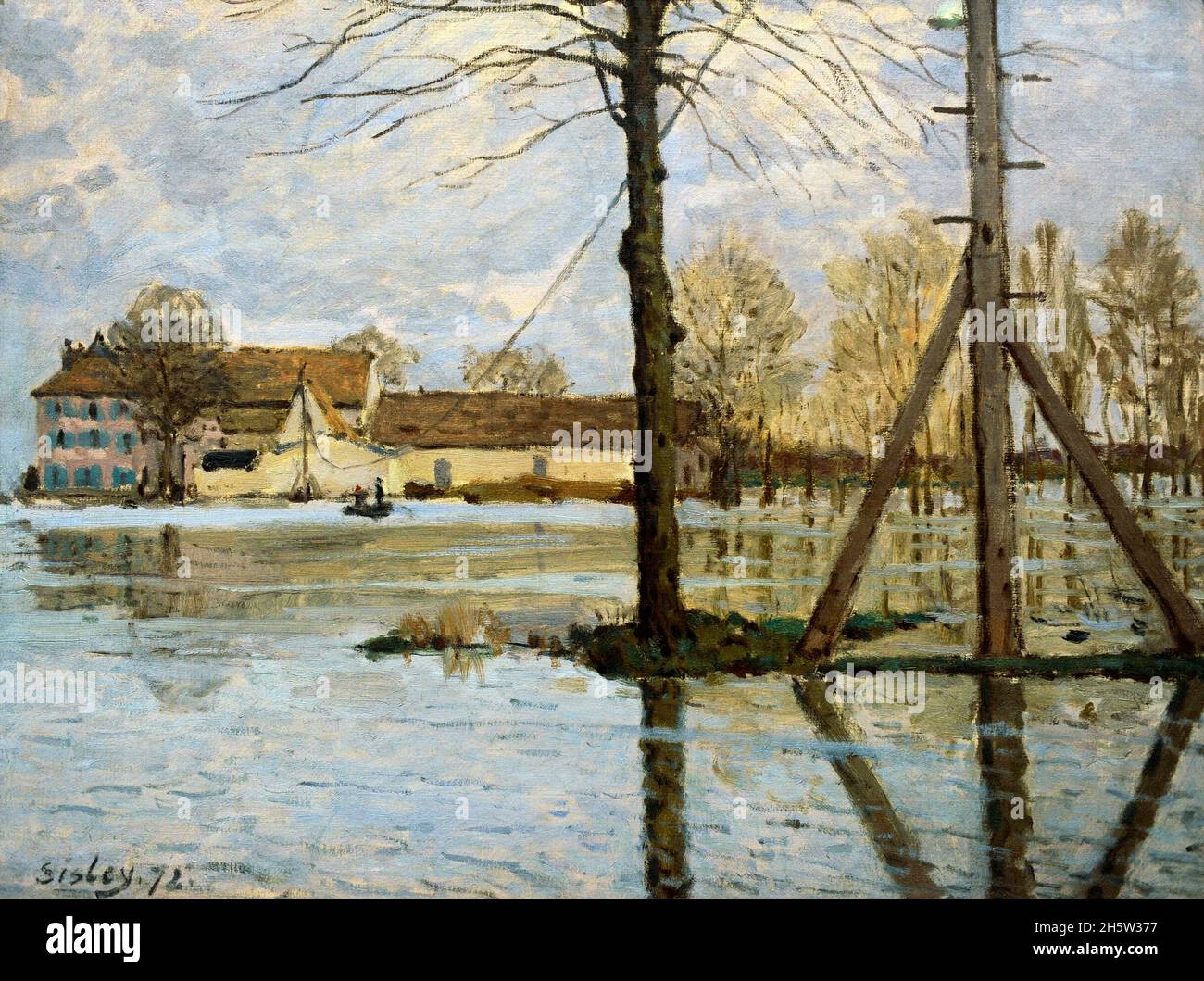 Alfred Sisley (1839-1899). Englischer impressionistischer Maler. Fähre zur Ile-de-la Loge, Flood, 1872. Öl auf Leinwand. Ny Carlsberg Glyptotek. Kopenhagen, Dänemark. Stockfoto