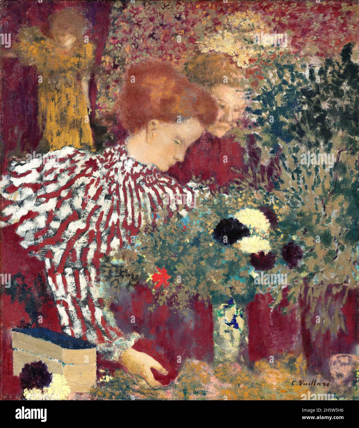 Edouard Vuillard. Frau im gestreiften Kleid von Jean-Édouard Vuillard (1868-1940), Öl auf Leinwand, 1895 Stockfoto