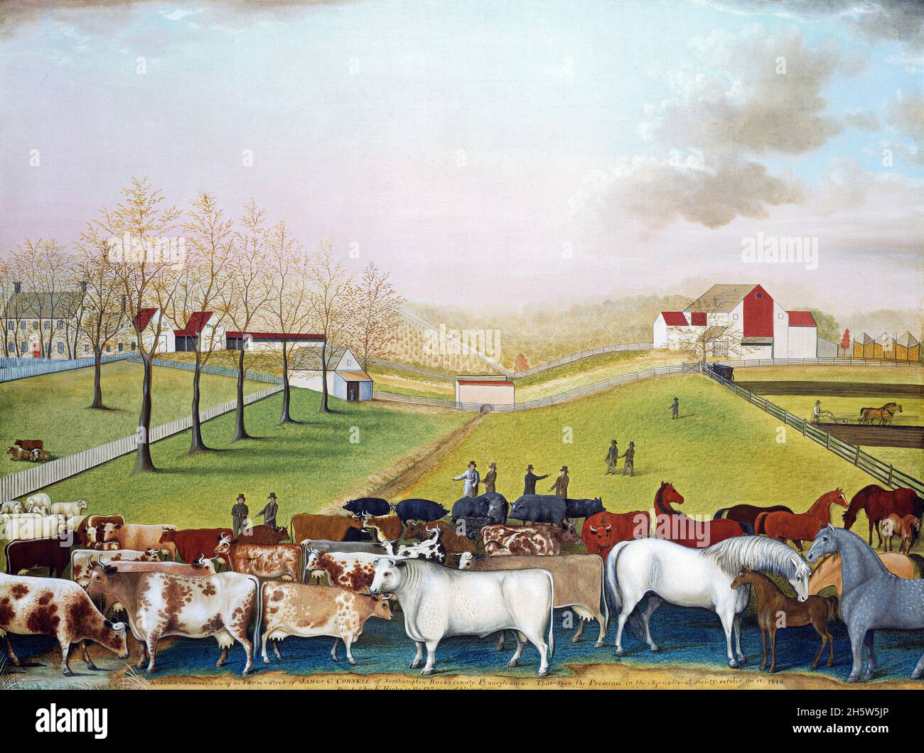 The Cornell Farm von Edward Hicks, Öl auf Leinwand, 1848 Stockfoto