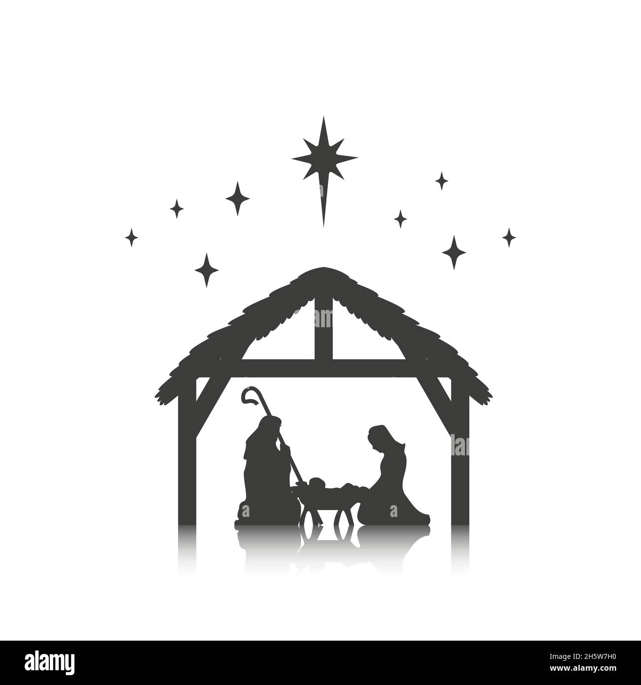 Weihnachten, Jesuskind in der Krippe mit Maria und Joseph, Vektor Stock Vektor