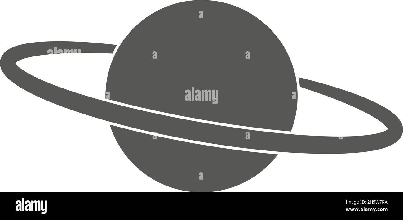 Planet Ring saturn schwarzes Symbol auf weißem Hintergrund, Vektor Stock Vektor
