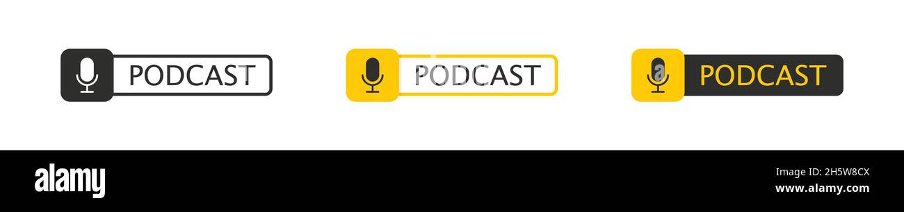 Podcast zur Konzeptgestaltung. Vektor-Symbol, Abzeichen, Logo Stock Vektor