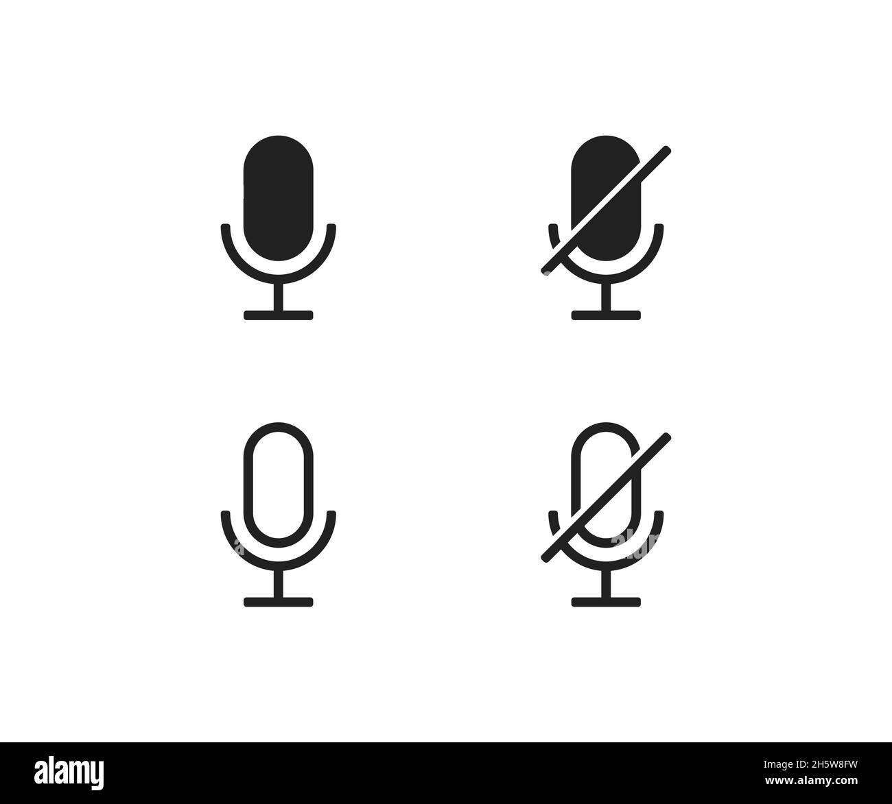 Vektorsymbol Mikrofon EIN- und AUSSCHALTEN. Moderner Knopf für die Konzeptgestaltung. Isolierte Illustration für App Stock Vektor