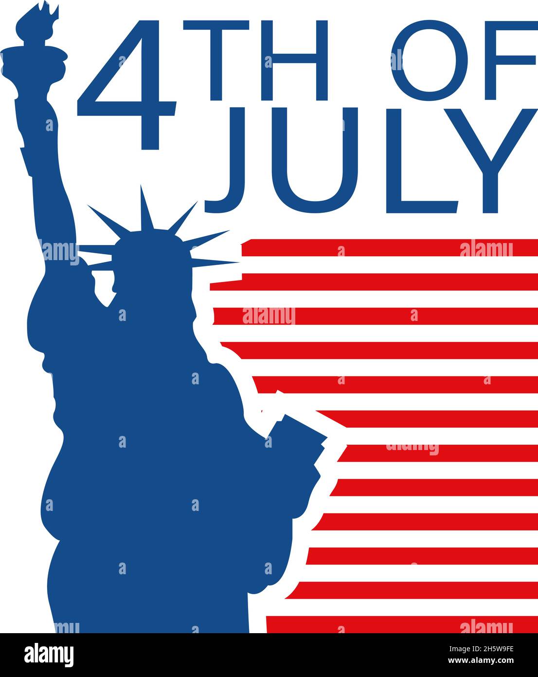4. Juli, Plakat mit der Freiheitsstatue. USA Unabhängigkeitstag, Vektor-Illustration in flachem Stil Stock Vektor