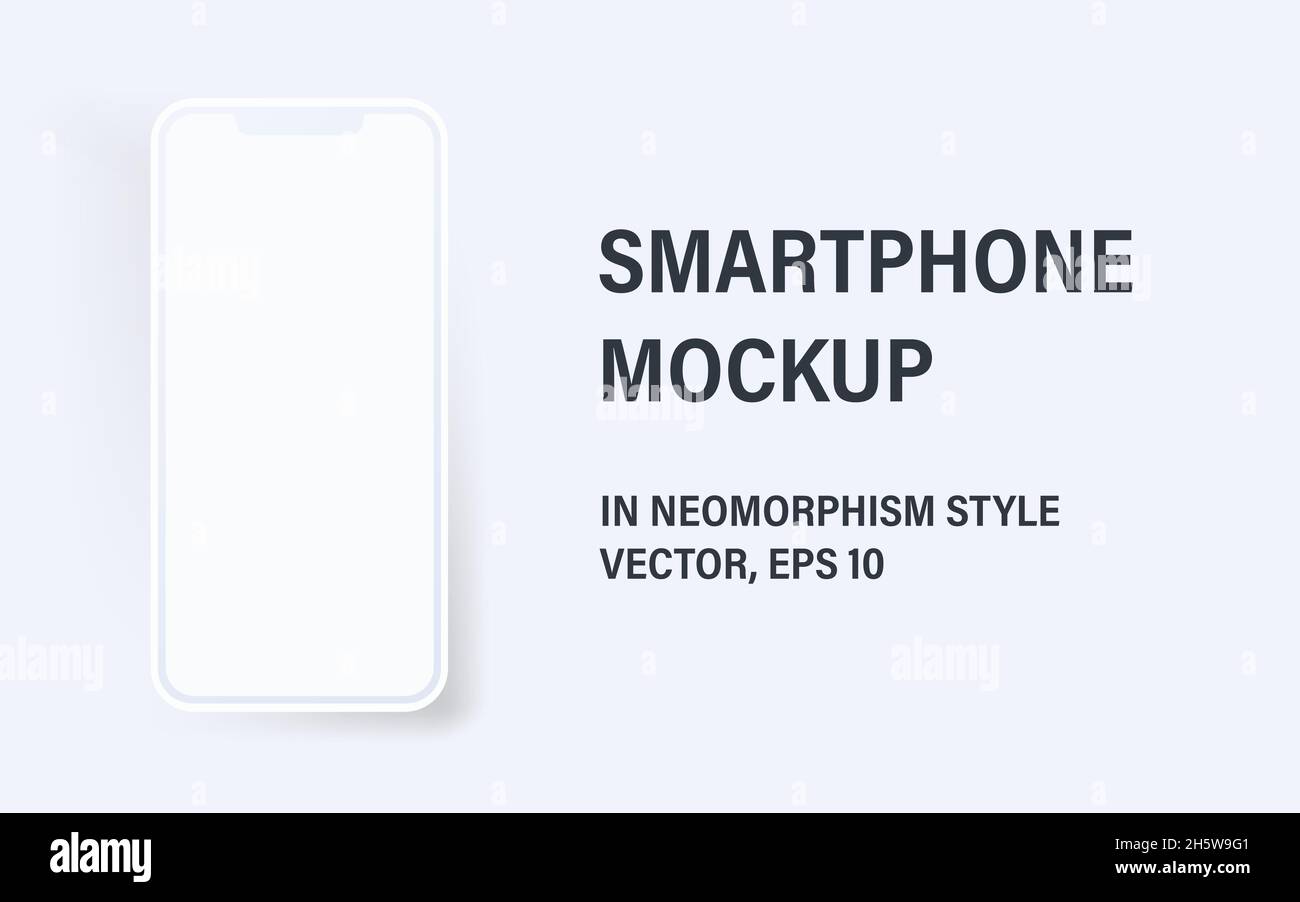 Smartphone-Mockup im Neomorphismus-Stil. Vektor 3d moderne Illustration Stock Vektor