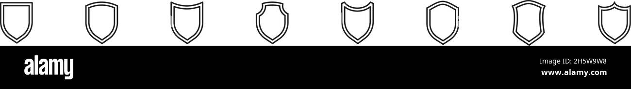 Symbole für die Linie der Sicherheitsabschirmung. Symbol für die eingestellte Qualität schützen. Vektortaste Stock Vektor