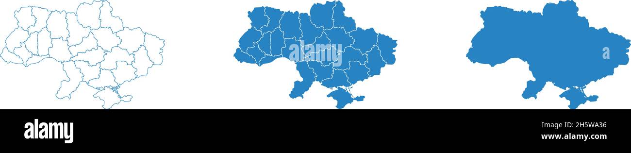 Ukraine-Karte festgelegt. Länderkontur Europa, Vektorsymbole Stock Vektor