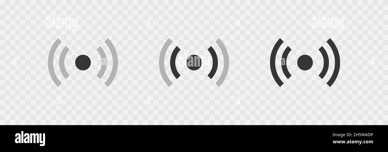 Symbole für drahtlose Antennenkommunikation. Symbol für WiFi-Signal auf transparentem Hintergrund. Vektor für App und Webdesign Stock Vektor