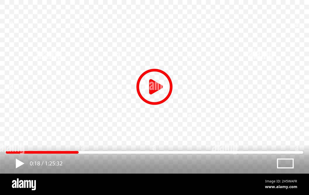 Videoplayer-Schnittstelle auf transparentem Hintergrund. Web-Mockup-Bildschirm. Vektor-UI-Design Stock Vektor