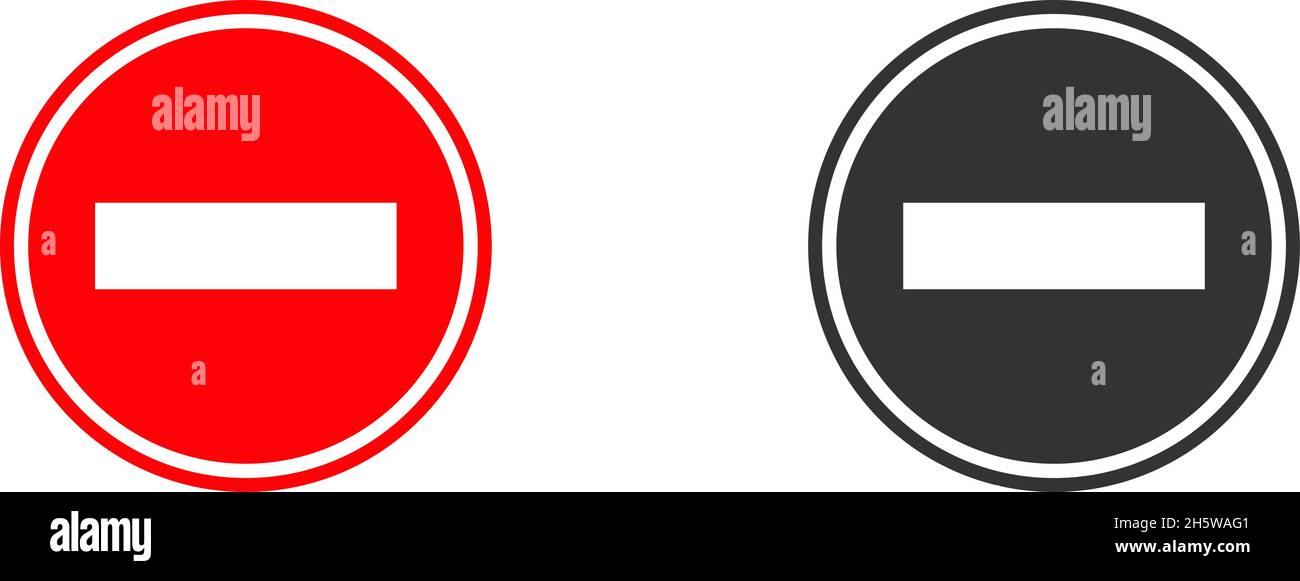 Stoppschild am Kreisverkehr. Rote und schwarze Ikone in flachem Stil. Isolierter Vektor Stock Vektor