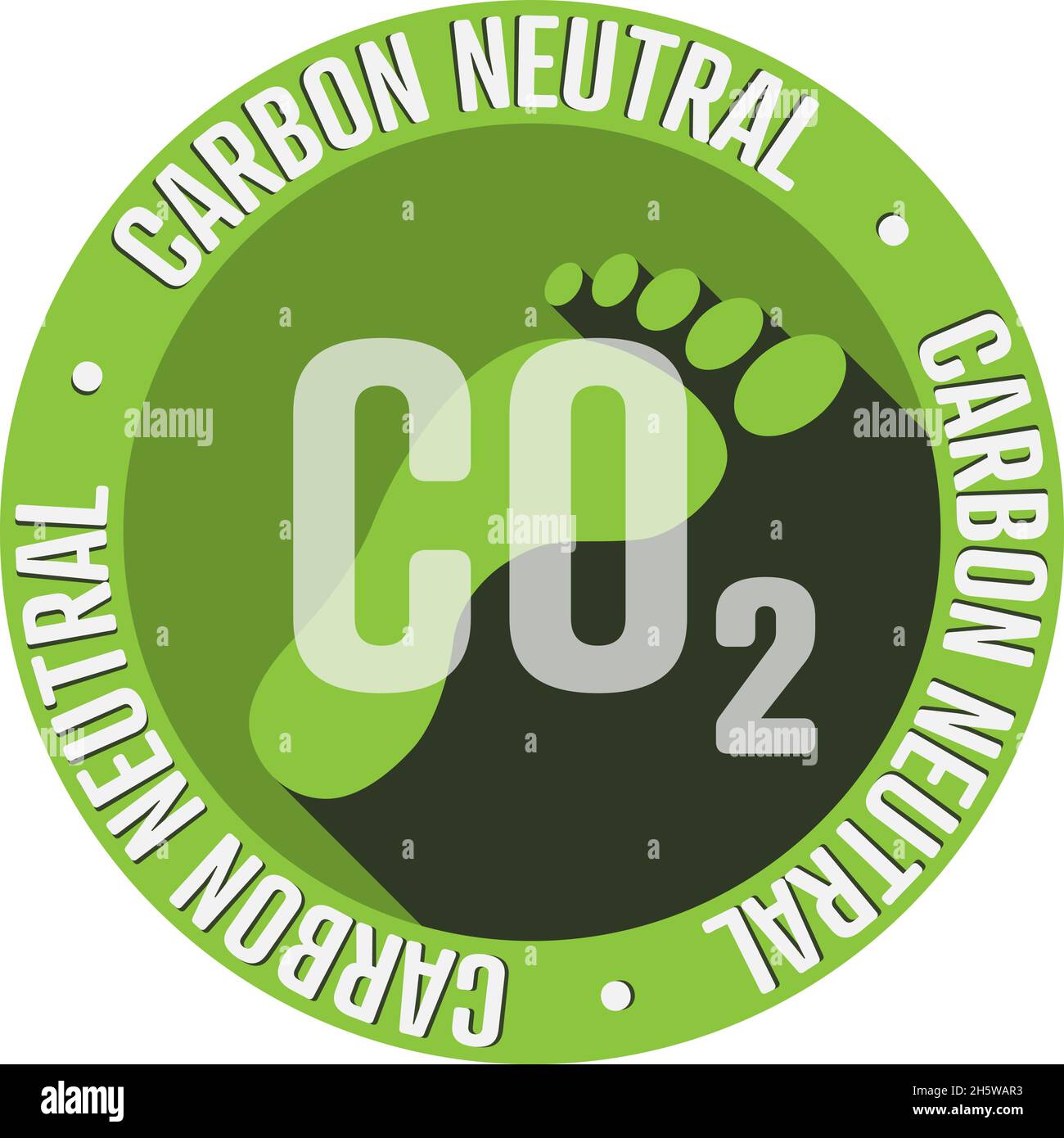 Rundes grünes CO2-neutrales Symbol mit Fußabdruck, Vektorgrafik Stock Vektor