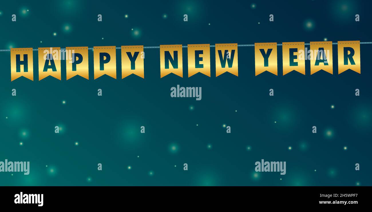 Frohes neues Jahr goldene Banner-Party-Flagge auf glitzerndem Hintergrund Stock Vektor