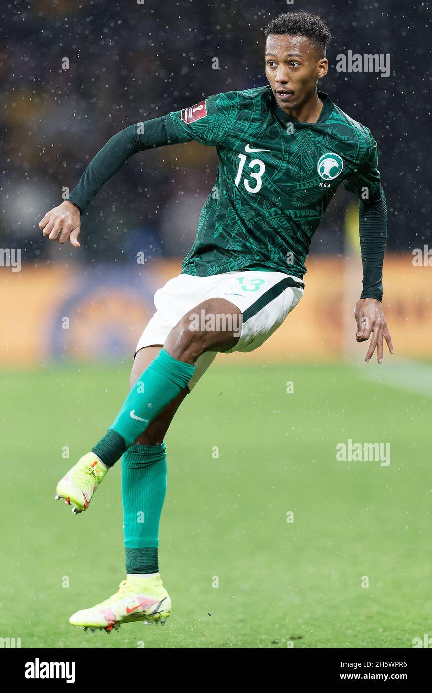 Sydney, Australien. November 2021. NASSER ESSA ALDAWSARI aus Saudi-Arabien spielt während des FIFA World Cup AFC Asian Qualifier Matches zwischen den australischen Socceroos und Saudi-Arabien am 11. November 2021 im CommBank Stadium in Sydney, Australien Credit: IOIO IMAGES/Alamy Live News Stockfoto