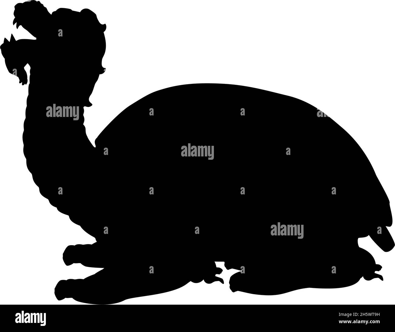 Silhouette mythische Kreatur Drachenschildkröte Stock Vektor