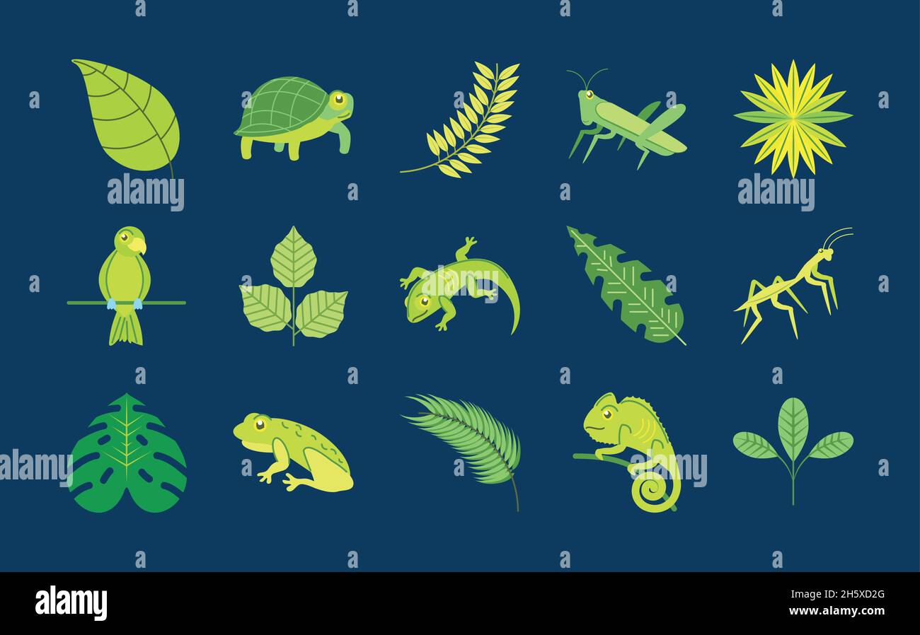 Symbole grüne Tiere Stock Vektor