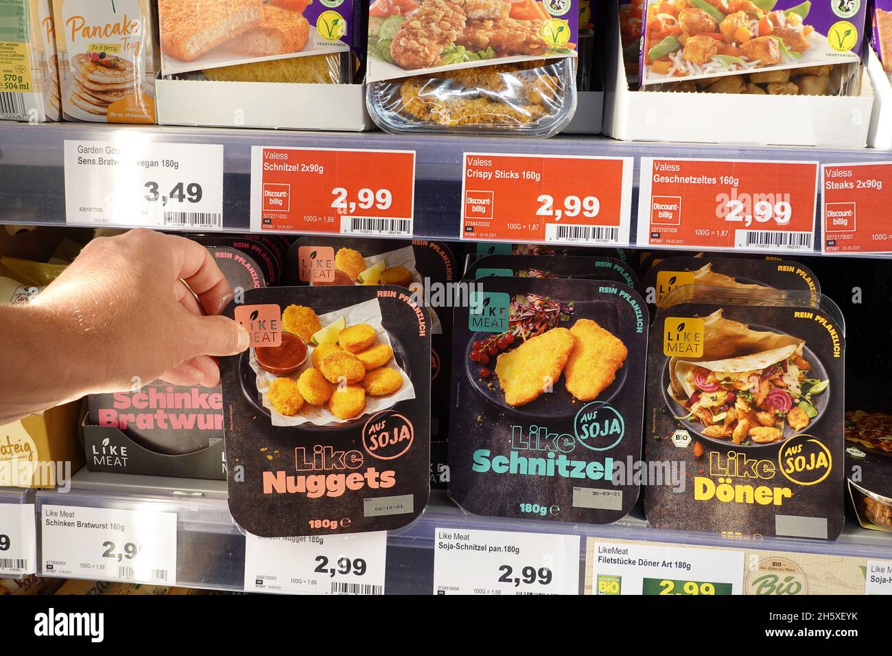 Fleischersatz in einem Geschäft Stockfoto