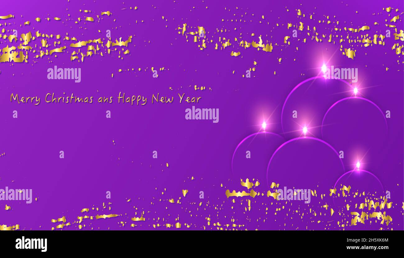 Banner Weihnachtskerzen lila Papier und Glitter Handwerk Cartoon-Stil. Festliche Einladung, neues Jahr modernes Design für Werbung, Branding Hintergrund Stock Vektor