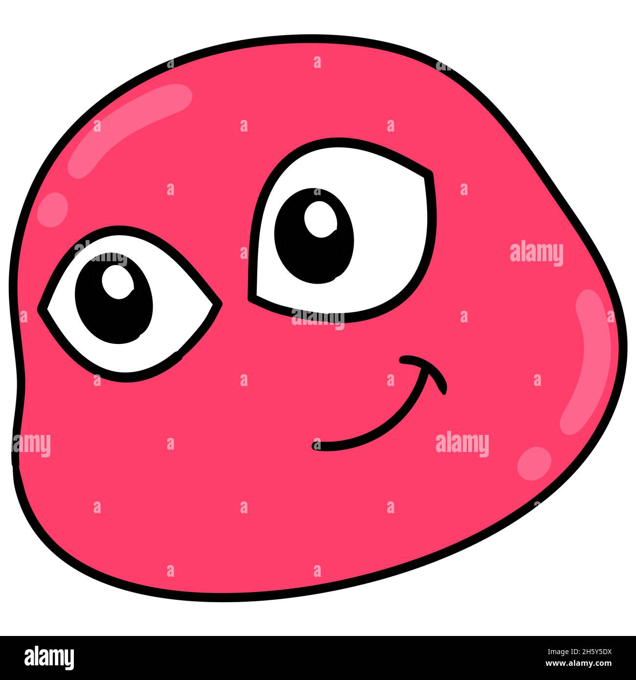 Roter Emoji-Kopf, lächelnd mit mollig Stock Vektor