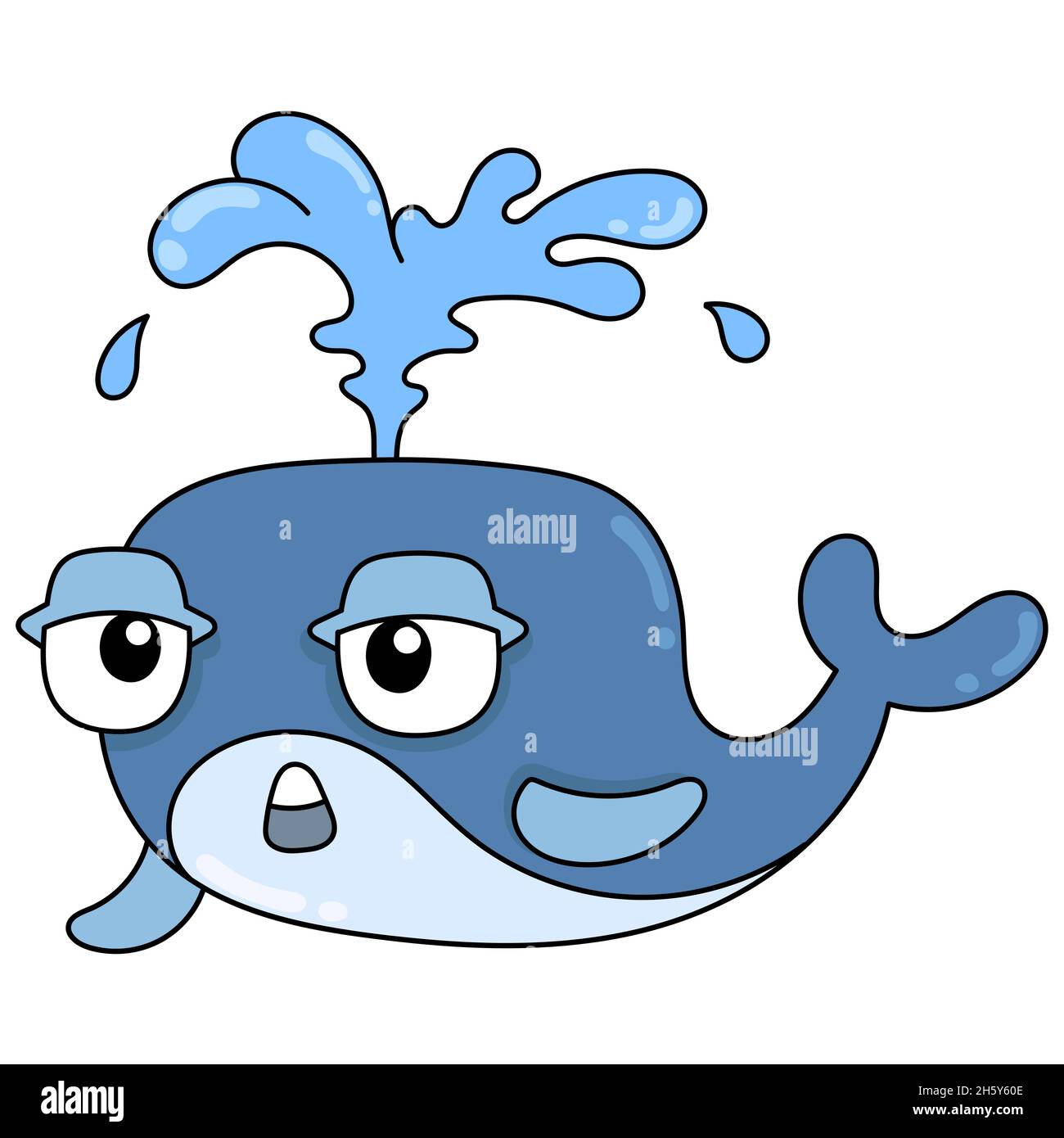 Niedliche unschuldige konfrontiert riesigen Wal sickerte Wasser aus dem Rücken Stock Vektor