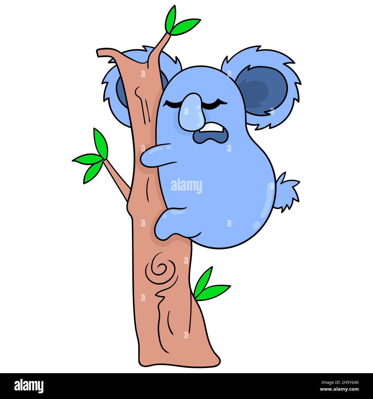 Koalas schlafen im Winterschlaf und kuscheln sich in den Baum Stock Vektor