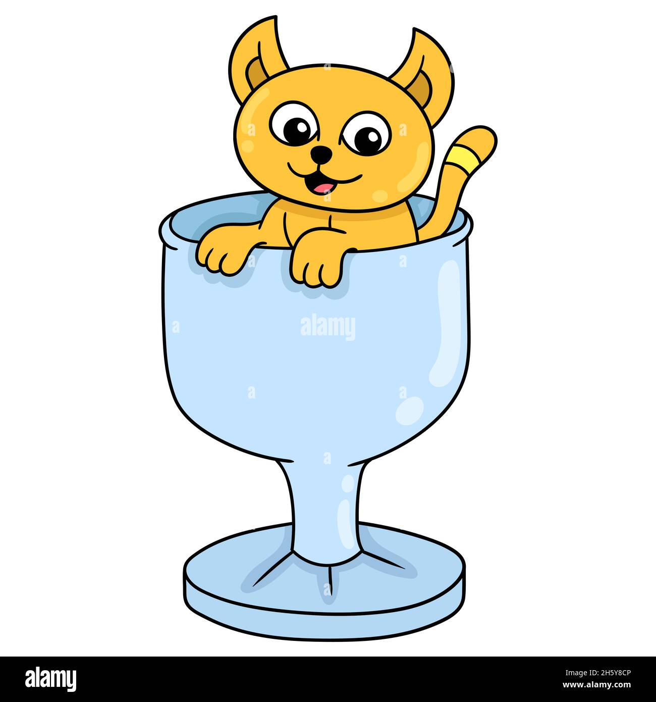 Süße orange Katze versteckt sich in einem großen Stock Vektor