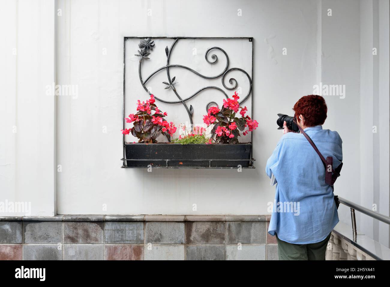 Die Einrichtung in der wandelgang, Lobby des Anahi boutique Hotel, Quito, Pichincha, Ecuador Stockfoto