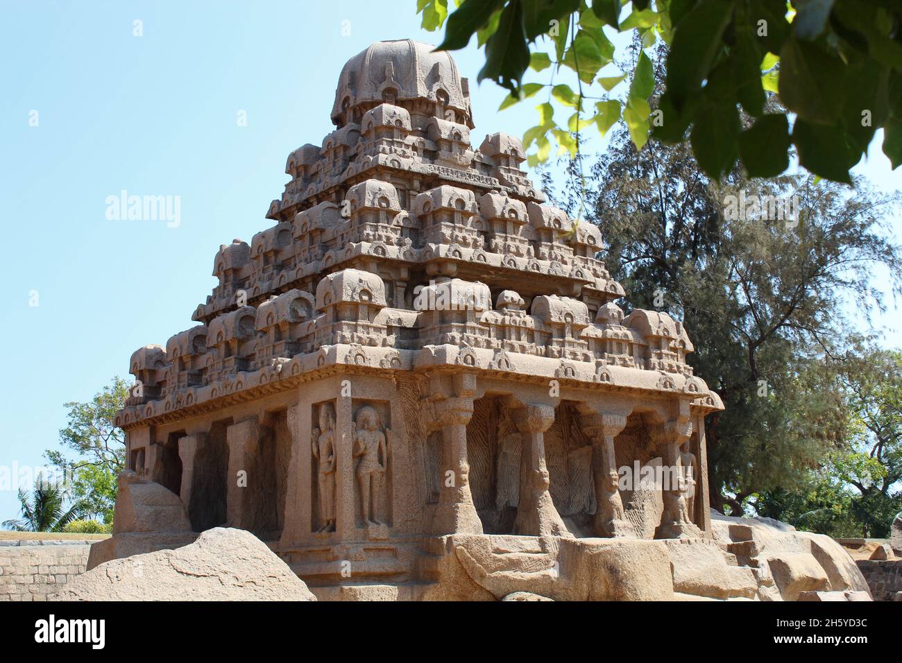 Die Arjuna Ratha, Mahabalipuram, Kancheepuram Bezirk, Tamil Nadu Indien Stockfoto