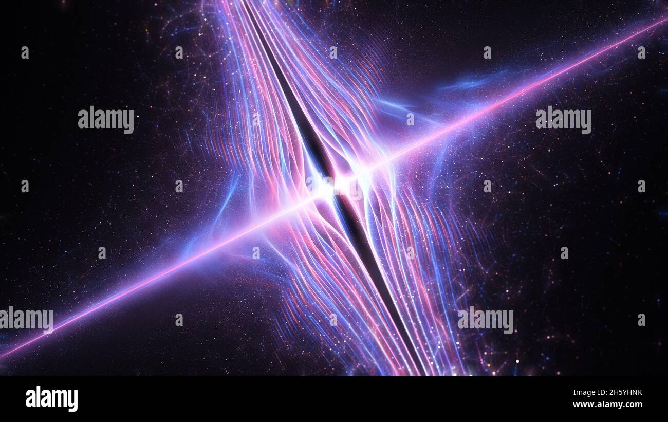 Bunte Quantenstring-Theorie, computergenerierter abstrakter Hintergrund, 3D-Rendering Stockfoto