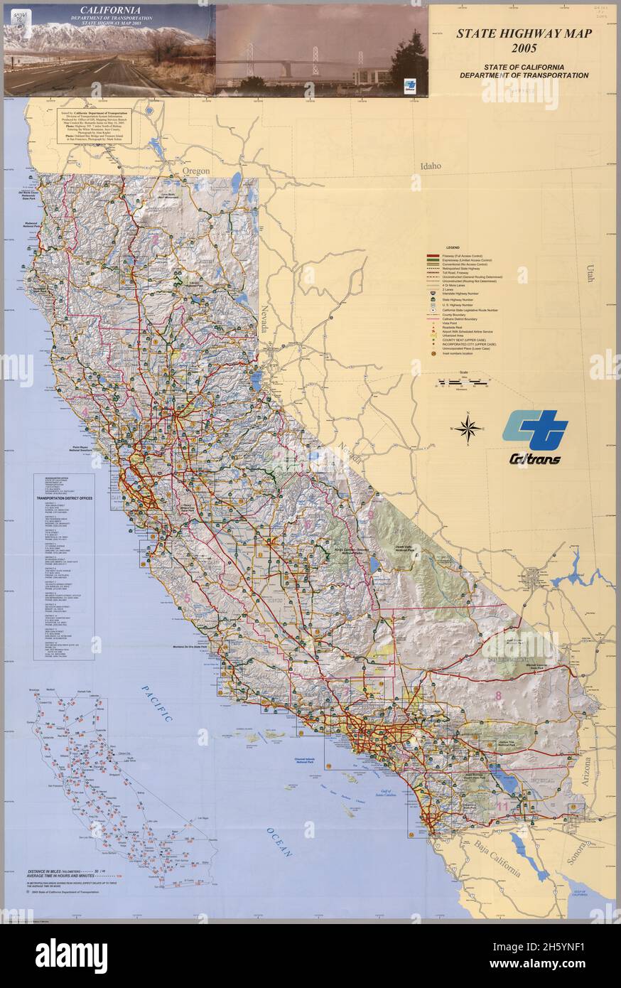 2005 Caltrans State Highway Map of California Stockfoto