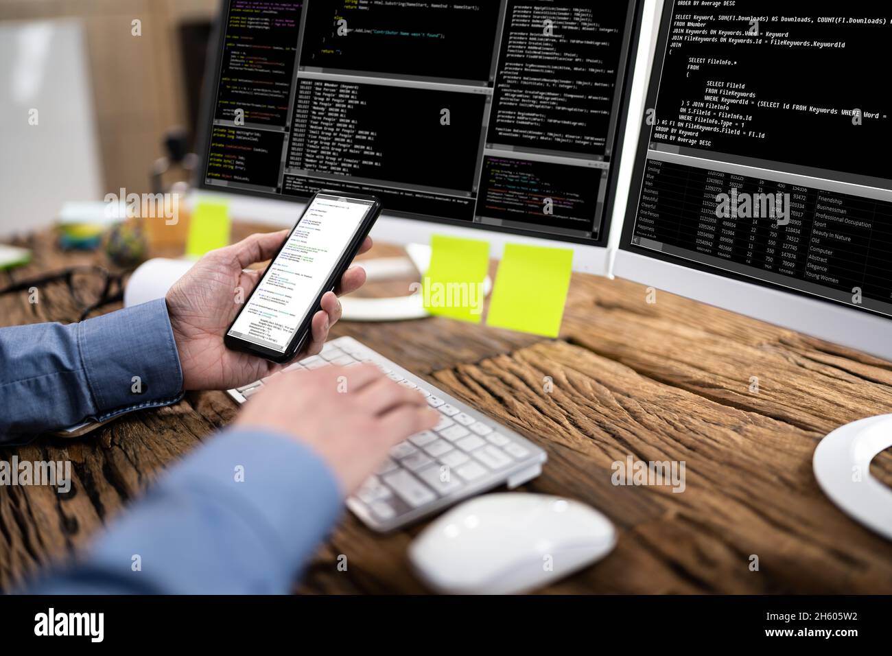 Codierer Mit Computer Am Schreibtisch. Web-Entwickler Stockfoto
