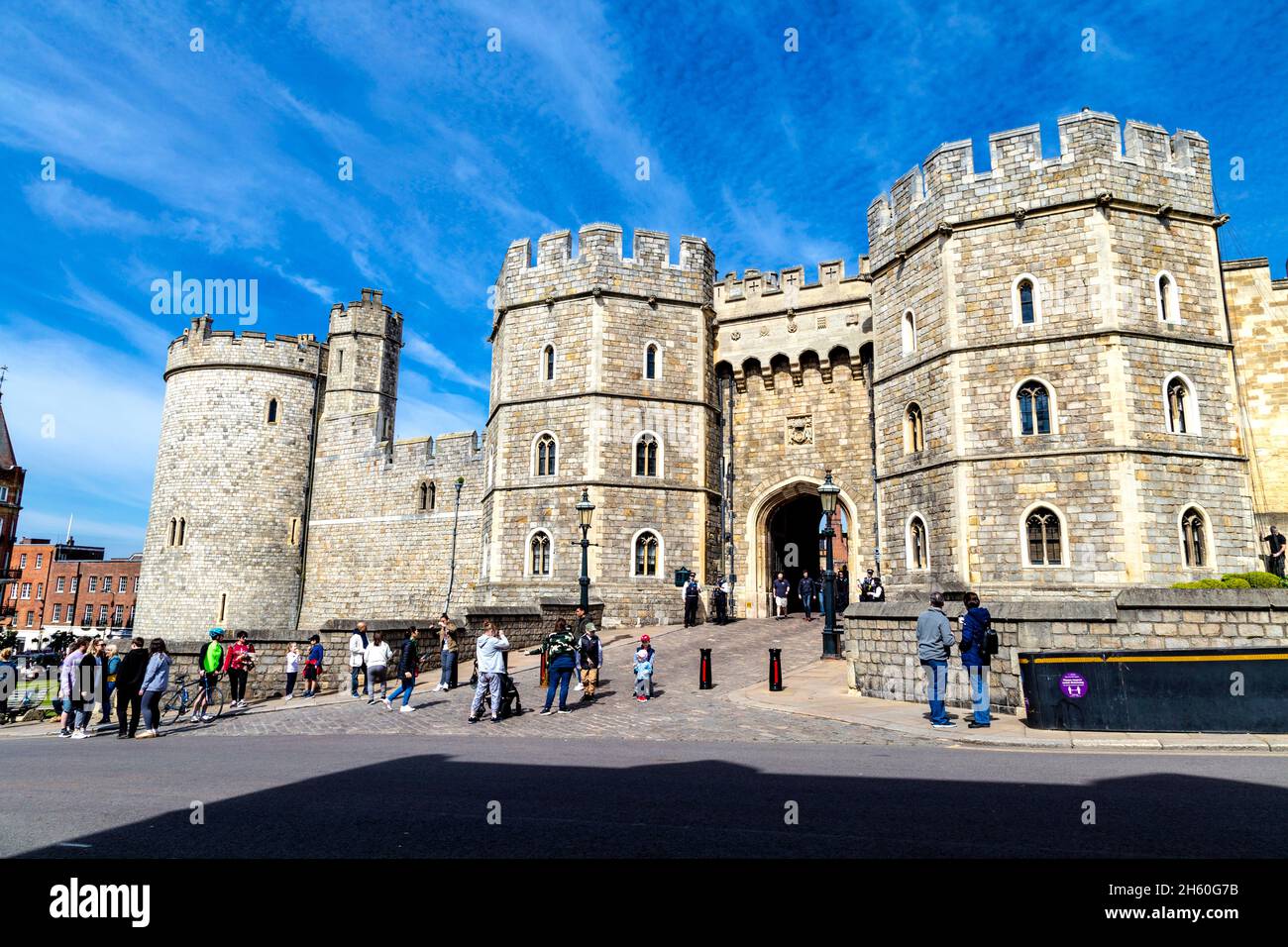 Außenansicht der königlichen Residenz aus dem mittelalterlichen Schloss Windsor aus dem 11. Jahrhundert, Windsor, Burkshire, Großbritannien Stockfoto