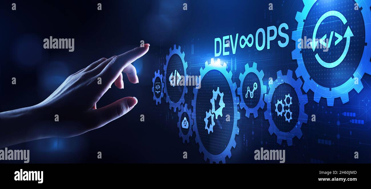 DevOps Methodology Development Operations agil Programmiertechnologie Konzept. Stockfoto