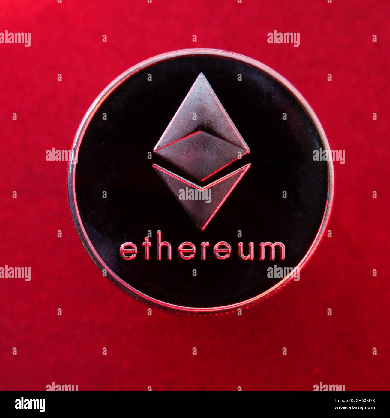 Ethereum ETH Münze digitale Kryptowährung Stockfoto