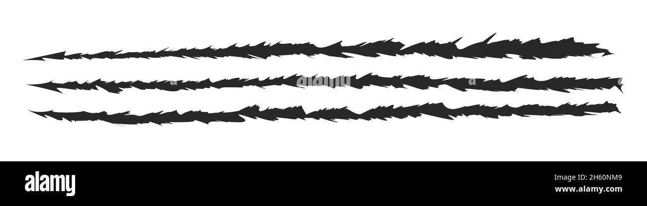 Krallen Kratzer Vektor unheimlich Tier Pfote Schrägstriche markiert, Krallen kratzen scharf aufgerissene Wunde Textur drucken Illustration. Stock Vektor