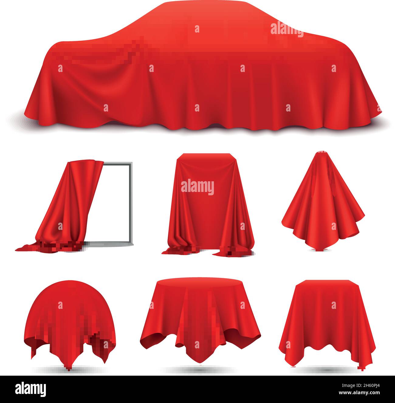 Red draped fabric Ausgeschnittene Stockfotos und -bilder - Alamy