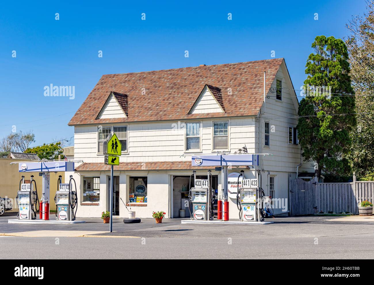 Montauk Fuels Tankstelle in Montauk, NY Stockfoto