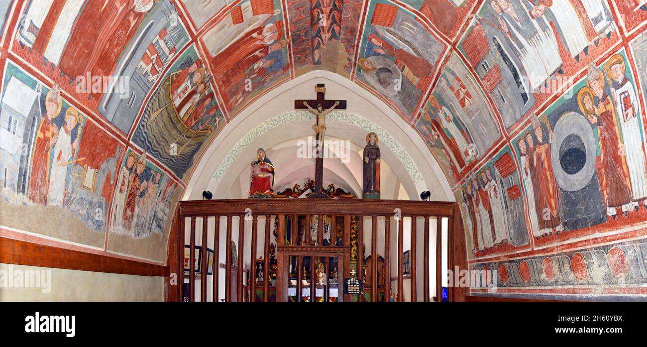 FRANKREICH, SAVOIE (73) BOURG SAINT MAURICE, FRESKO IN DER KLEINEN KIRCHE SAINT GRAT AUS DEM 15. JAHRHUNDERT Stockfoto