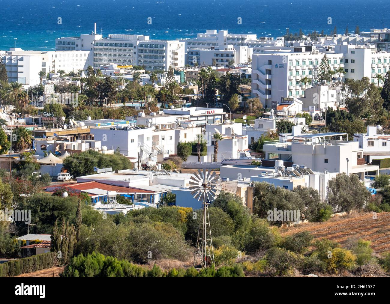 ZypernTouristisches Viertel von Protaras Stadtzentrum, Paralimni Bezirk, Zypern. Stockfoto