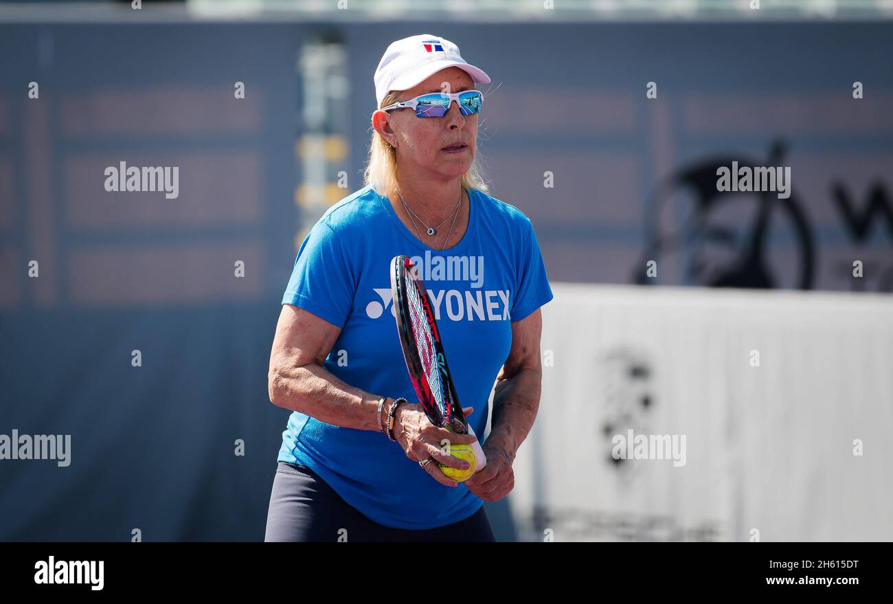 Guadalajara, Mexiko. November 2021. Martina Navratilova während einer Klinik beim Akron WTA Finale 2021 Guadalajara, Masters WTA Tennisturnier am 11. November 2021 in Guadalajara, Mexiko - Foto: Rob Prange/DPPI/LiveMedia Kredit: Independent Photo Agency/Alamy Live News Stockfoto