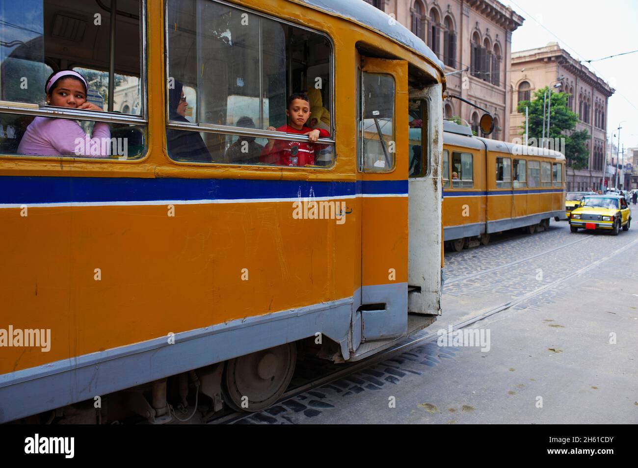 Egypte, la Côte méditerranéenne, Alexandrie, le Tramway. // Ägypten, Alexandria, die Straßenbahn. Stockfoto