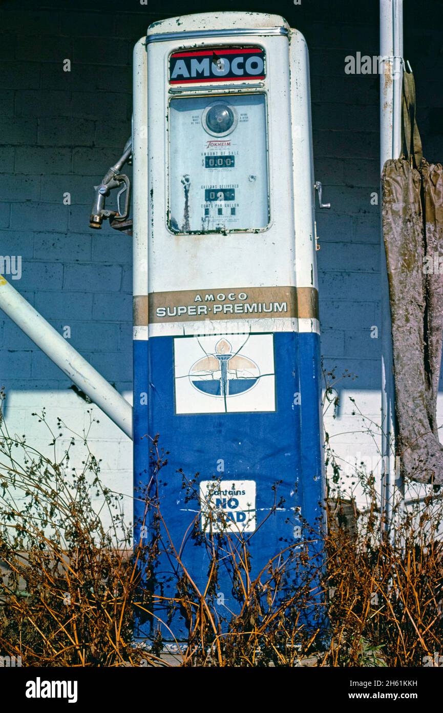 Amoco-Gaspumpe, Thomasville, Georgia; ca. 1979 Stockfoto