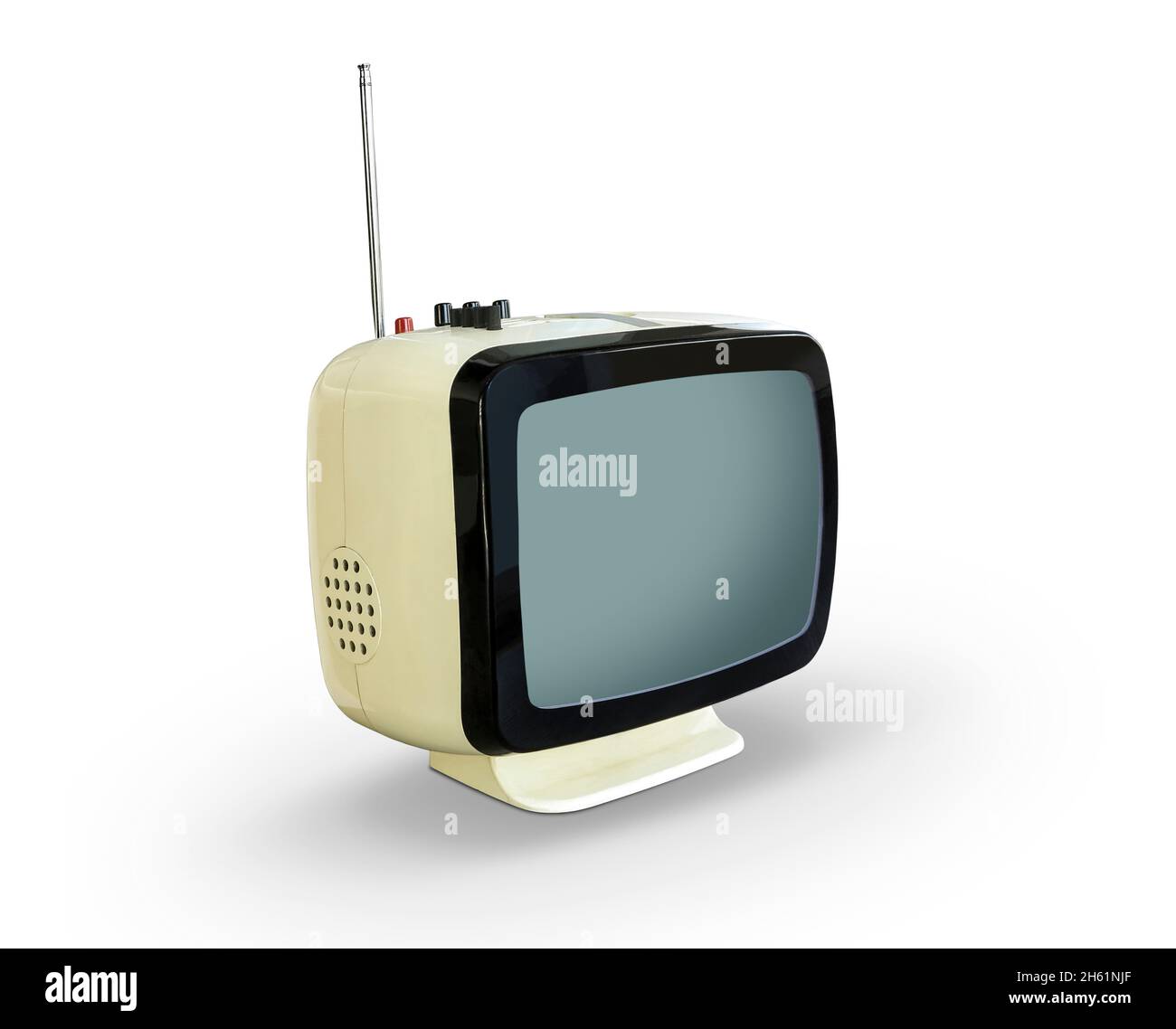Retro-Fernseher auf weißem Hintergrund isoliert Stockfoto