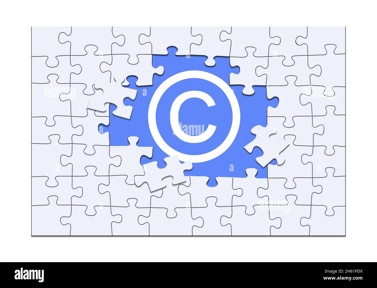 Copyright, Symbol in einem Puzzle, 3d-Illustration Stockfoto